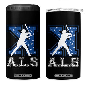 ALS Awareness 4 in 1 Can Cooler Tumbler Baseball Strike Out ALS Support TS10 One Size: 16 oz Black Print Your Wear