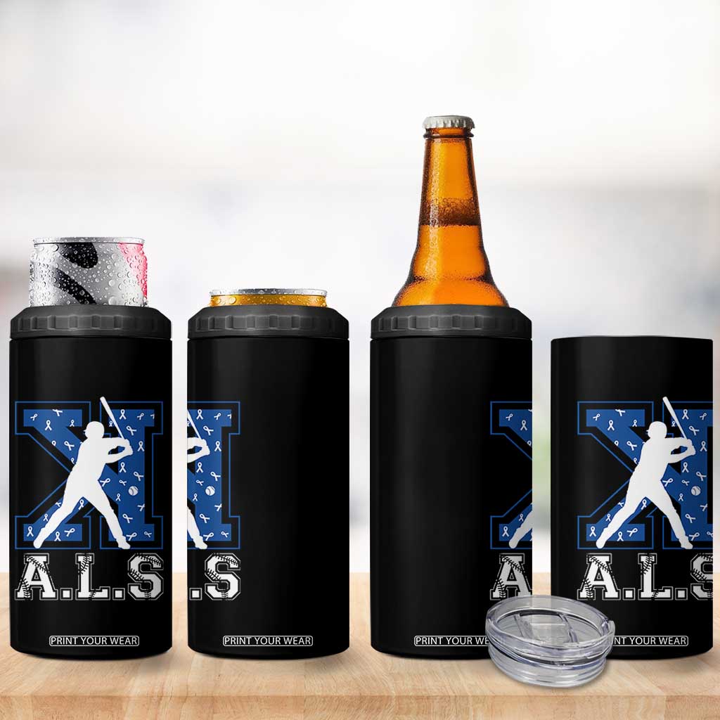 ALS Awareness 4 in 1 Can Cooler Tumbler Baseball Strike Out ALS Support TS10 Print Your Wear