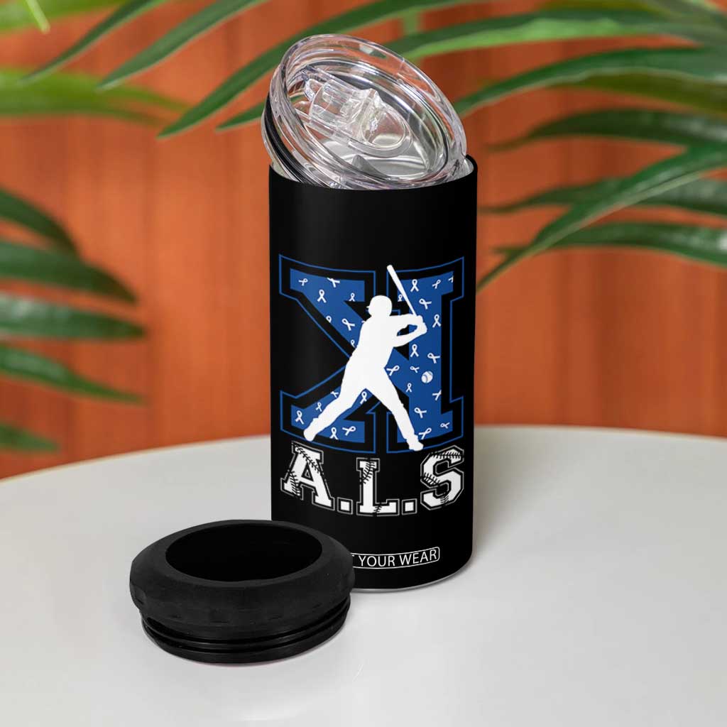 ALS Awareness 4 in 1 Can Cooler Tumbler Baseball Strike Out ALS Support TS10 Print Your Wear