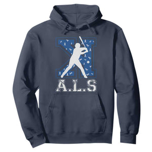 ALS Awareness Hoodie Baseball Strike Out ALS Support TS10 Navy Print Your Wear