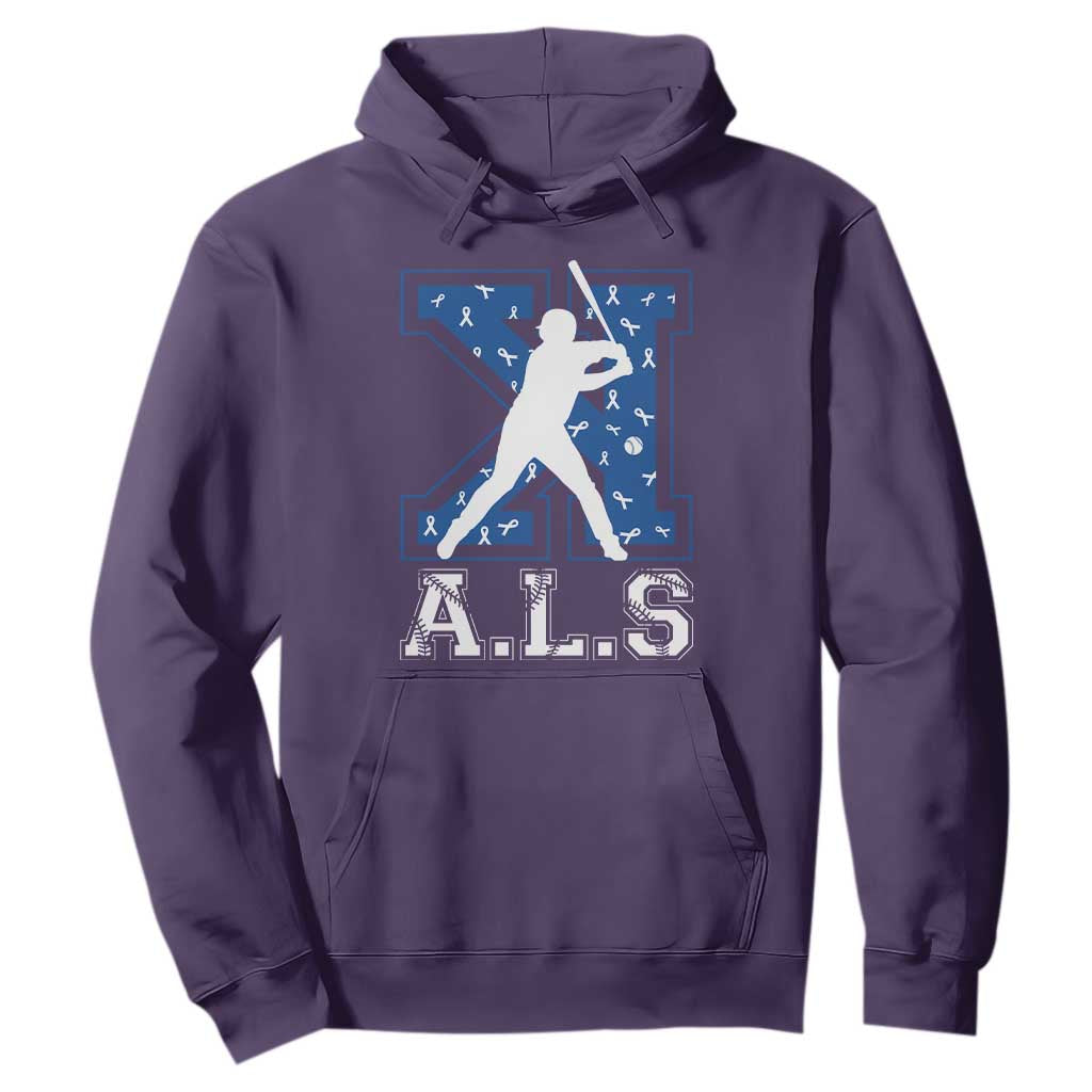 ALS Awareness Hoodie Baseball Strike Out ALS Support TS10 Purple Print Your Wear