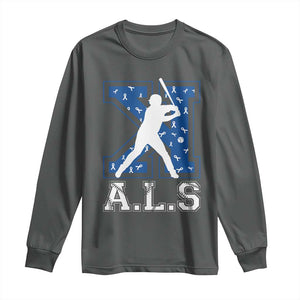 ALS Awareness Long Sleeve Shirt Baseball Strike Out ALS Support TS10 Dark Heather Print Your Wear