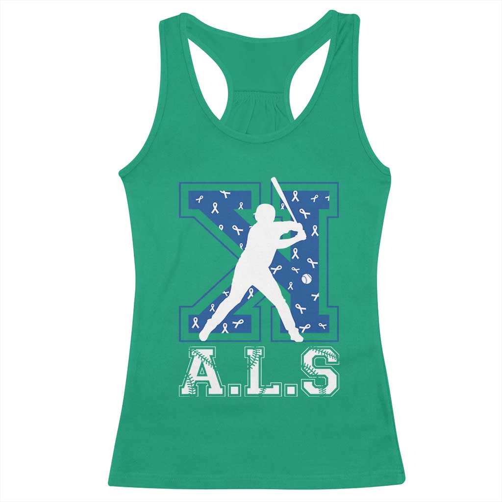 ALS Awareness Racerback Tank Top Baseball Strike Out ALS Support TS10 Irish Green Print Your Wear