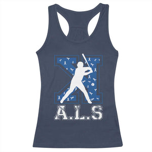 ALS Awareness Racerback Tank Top Baseball Strike Out ALS Support TS10 Navy Print Your Wear