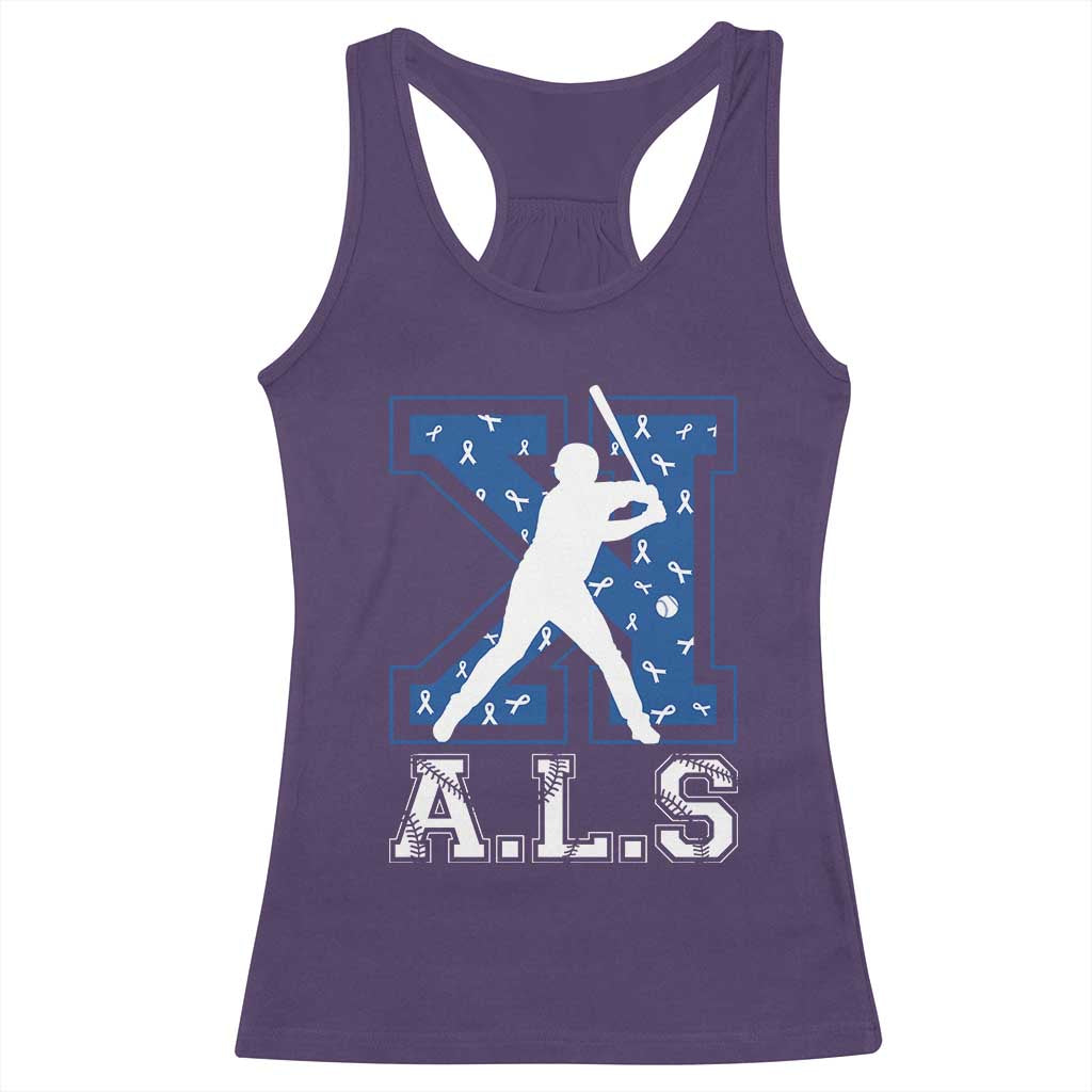 ALS Awareness Racerback Tank Top Baseball Strike Out ALS Support TS10 Purple Print Your Wear