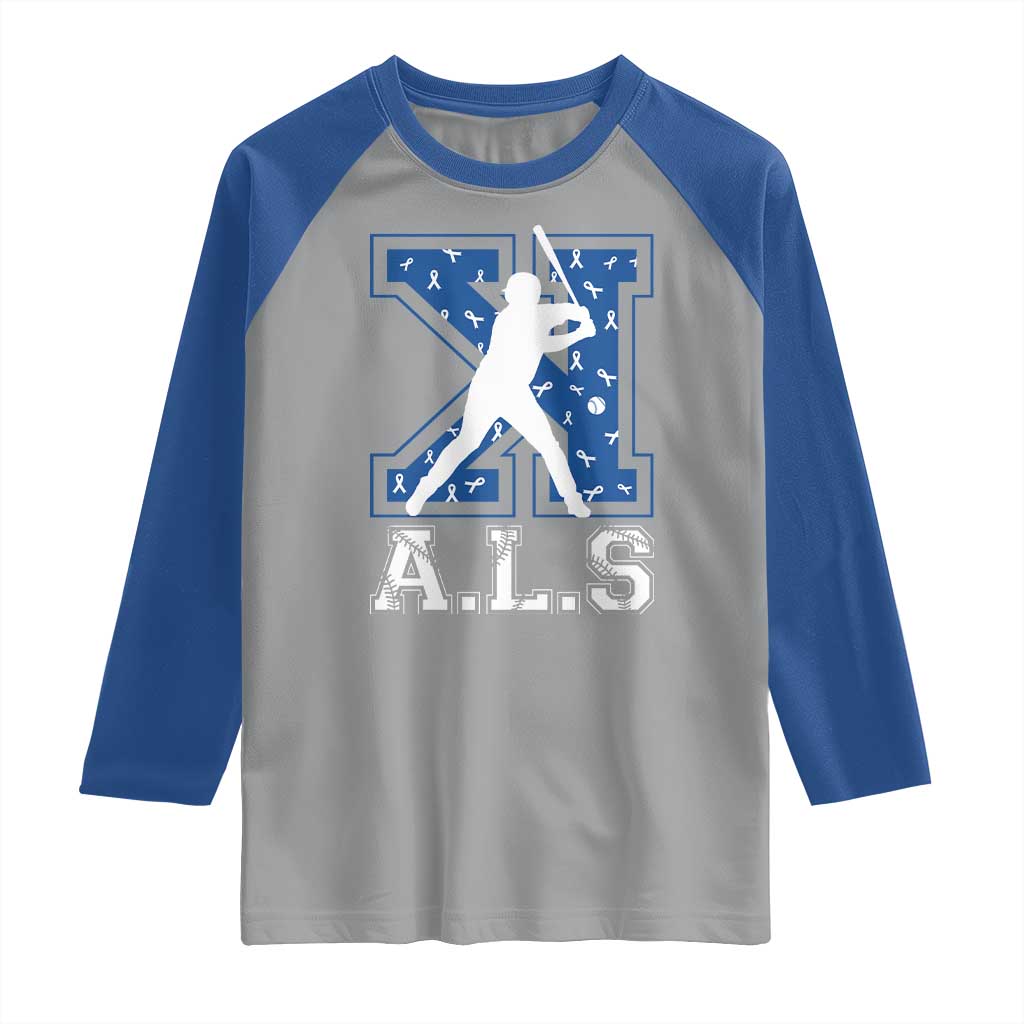 ALS Awareness Raglan Shirt Baseball Strike Out ALS Support TS10 Sport Gray Royal Print Your Wear