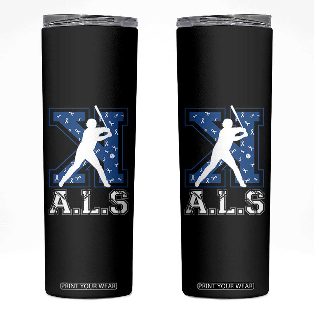 ALS Awareness Skinny Tumbler Baseball Strike Out ALS Support TS10 Black Print Your Wear