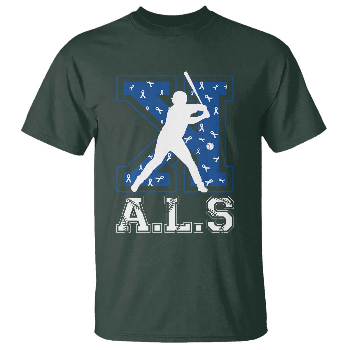 ALS Awareness T Shirt Baseball Strike Out ALS Support TS10 Dark Forest Green Print Your Wear