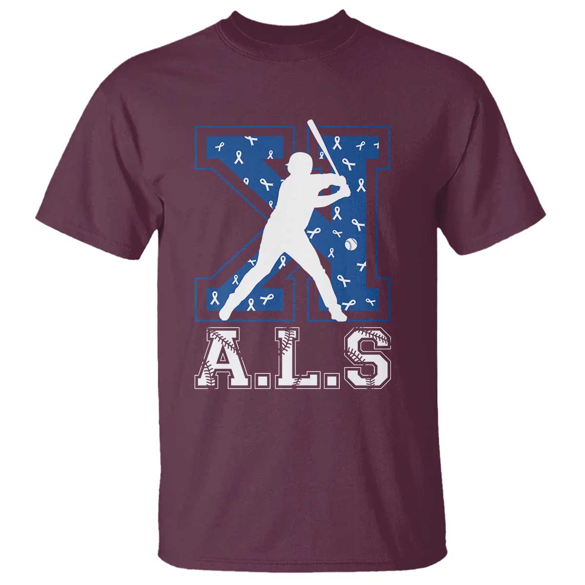 ALS Awareness T Shirt Baseball Strike Out ALS Support TS10 Maroon Print Your Wear