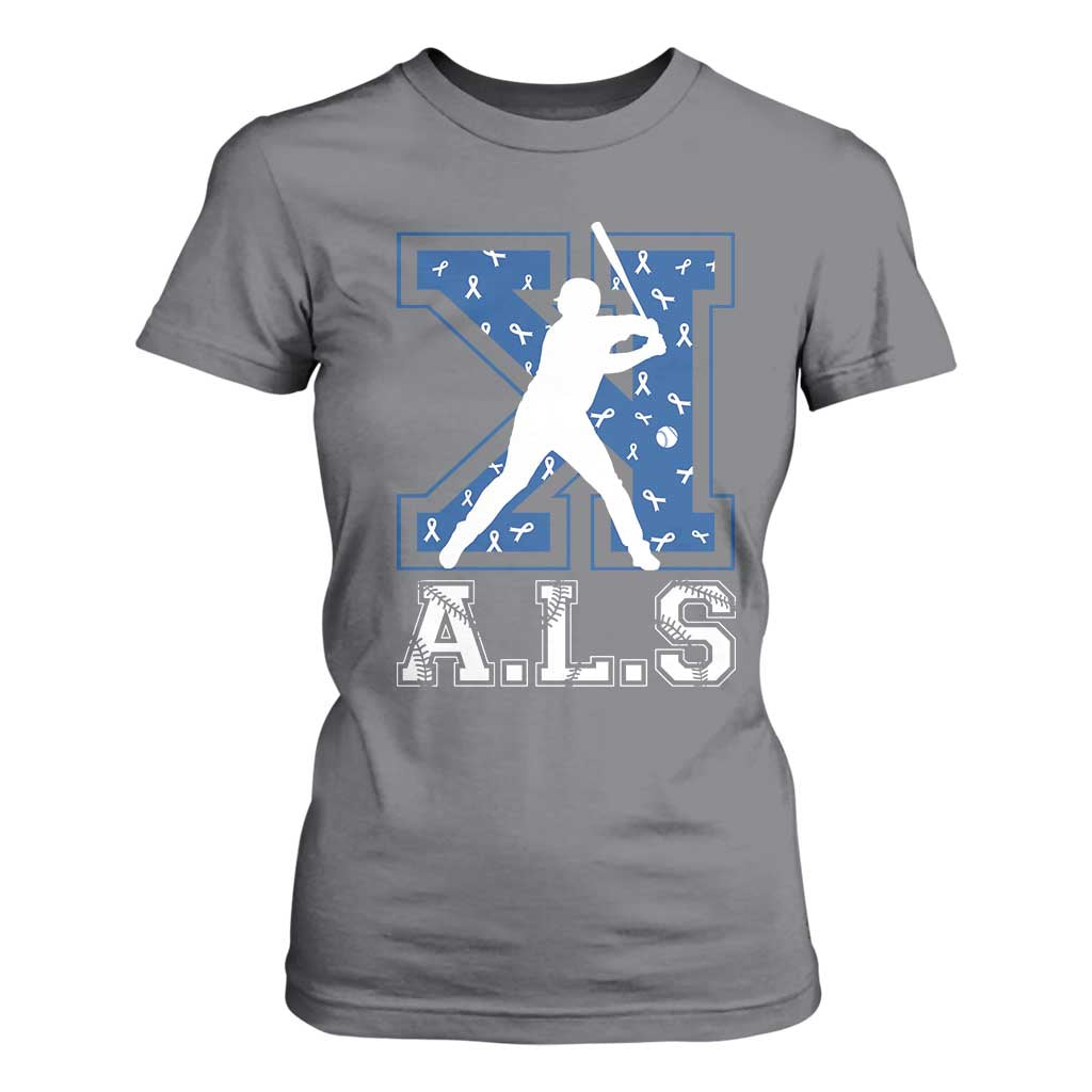 ALS Awareness T Shirt For Women Baseball Strike Out ALS Support TS10 Charcoal Print Your Wear