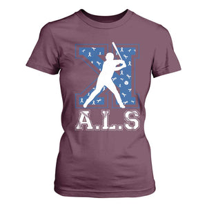 ALS Awareness T Shirt For Women Baseball Strike Out ALS Support TS10 Maroon Print Your Wear