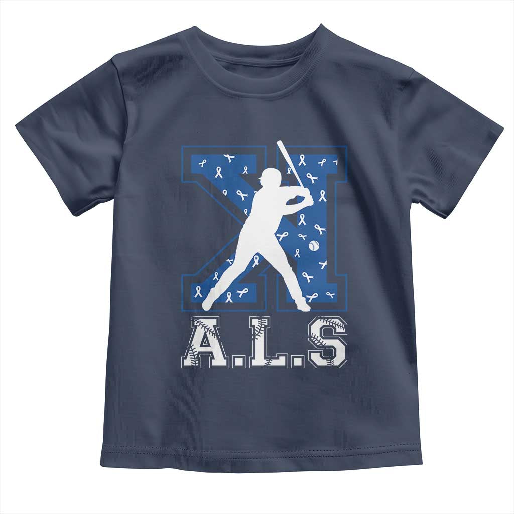 ALS Awareness Toddler T Shirt Baseball Strike Out ALS Support TS10 Navy Print Your Wear