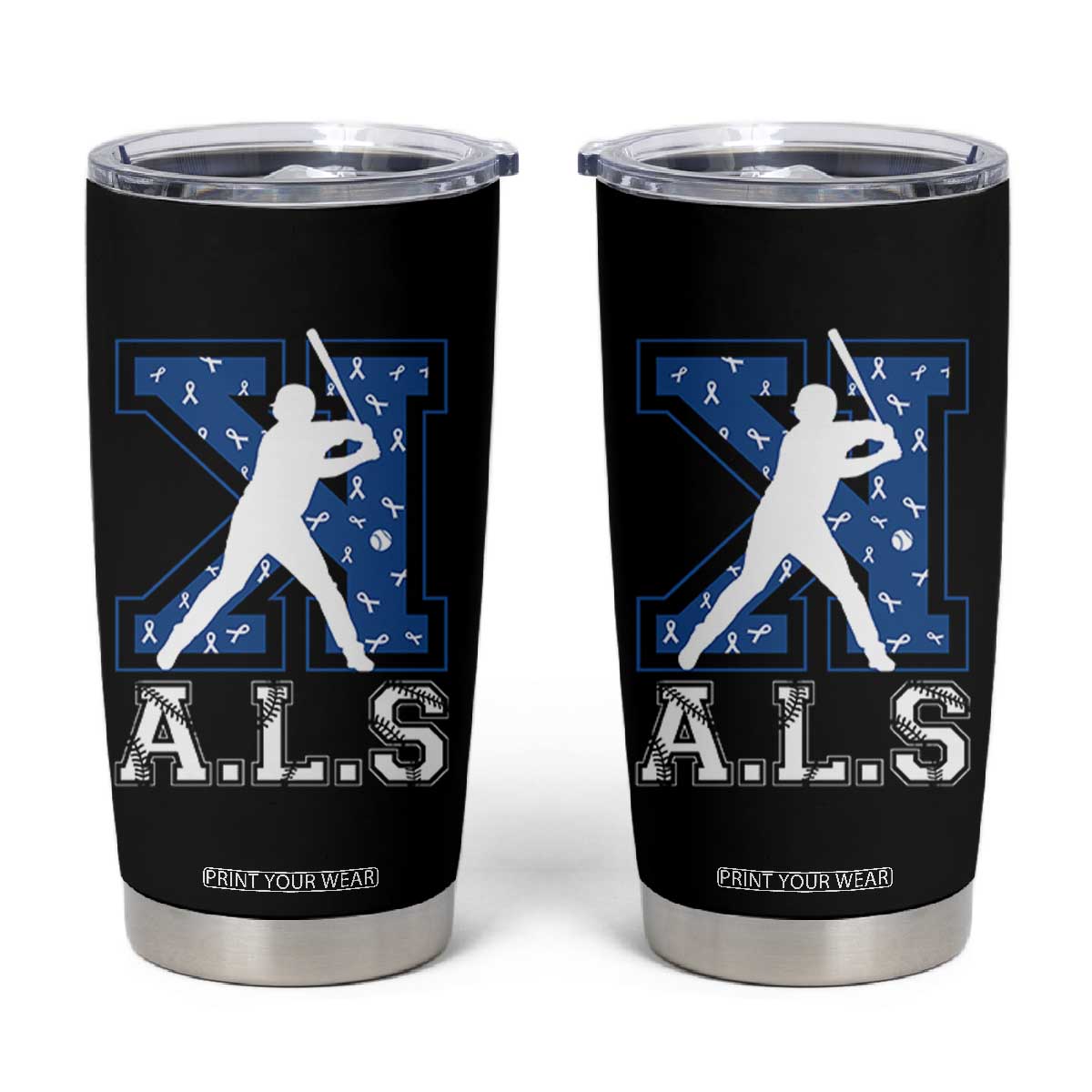 ALS Awareness Tumbler Cup Baseball Strike Out ALS Support TS10 Black Print Your Wear