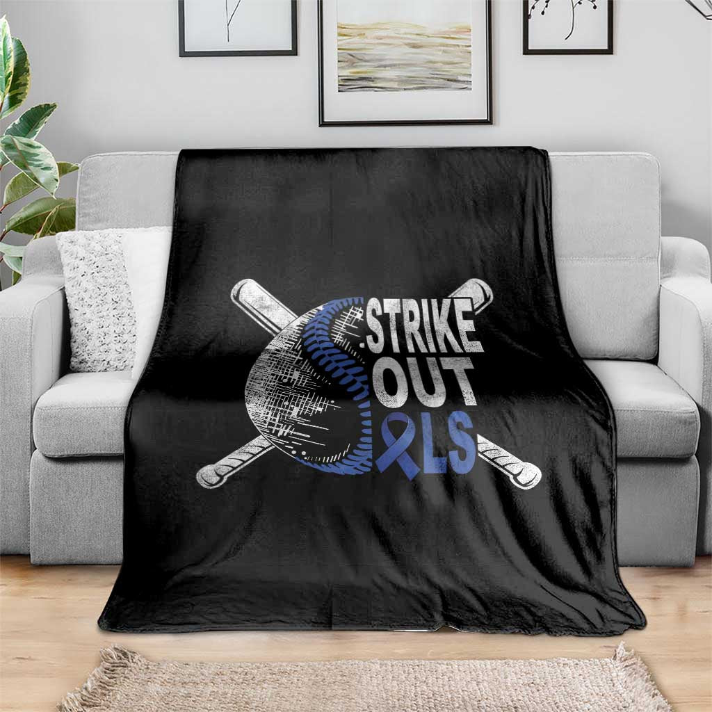 ALS Awareness Throw Blanket Blue Ribbon Baseball Strike Out ALS Support TS10 Print Your Wear