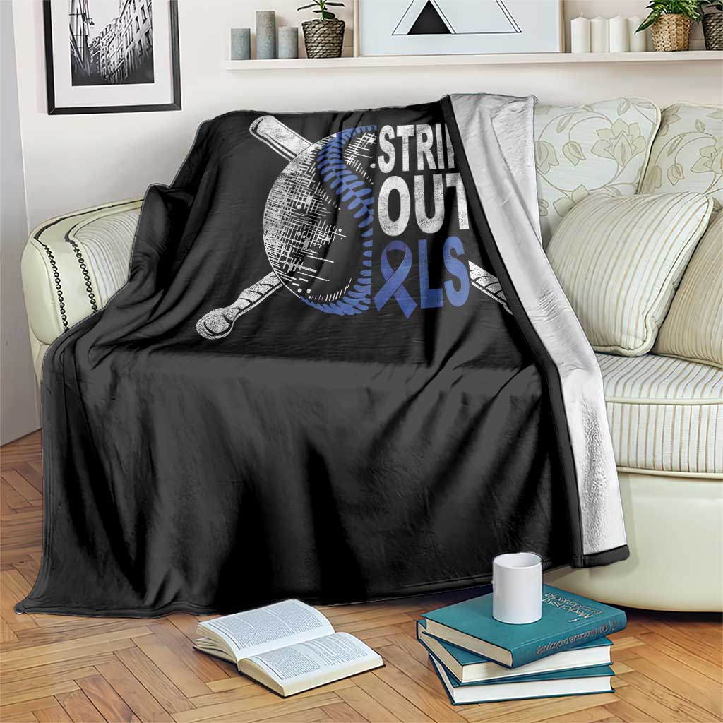 ALS Awareness Throw Blanket Blue Ribbon Baseball Strike Out ALS Support TS10 Print Your Wear