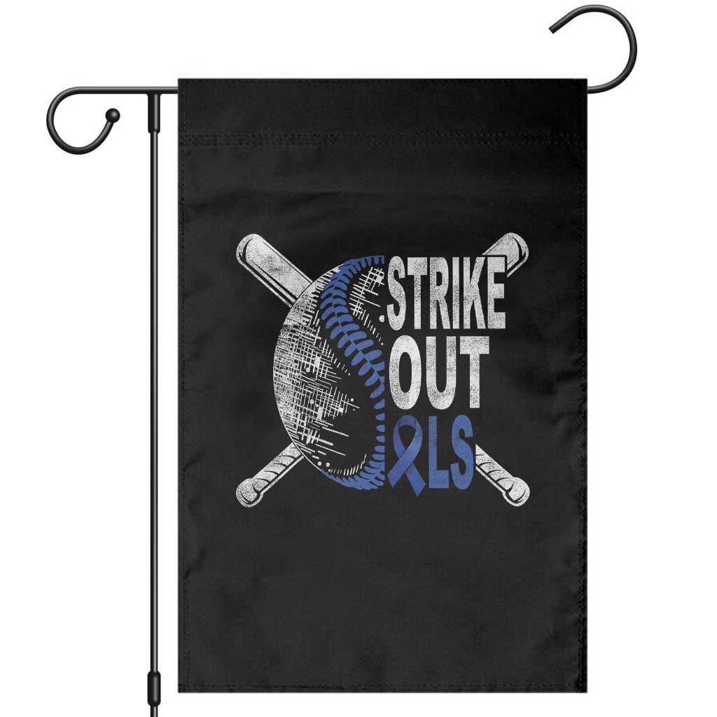 ALS Awareness Garden Flag Blue Ribbon Baseball Strike Out ALS Support TS10 Black Print Your Wear