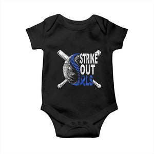 ALS Awareness Baby Onesie Blue Ribbon Baseball Strike Out ALS Support TS10 Black Print Your Wear
