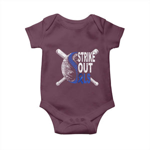 ALS Awareness Baby Onesie Blue Ribbon Baseball Strike Out ALS Support TS10 Maroon Print Your Wear