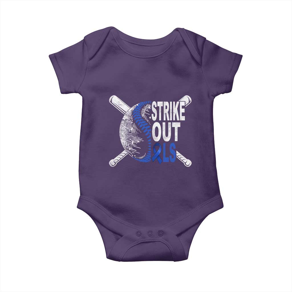 ALS Awareness Baby Onesie Blue Ribbon Baseball Strike Out ALS Support TS10 Purple Print Your Wear