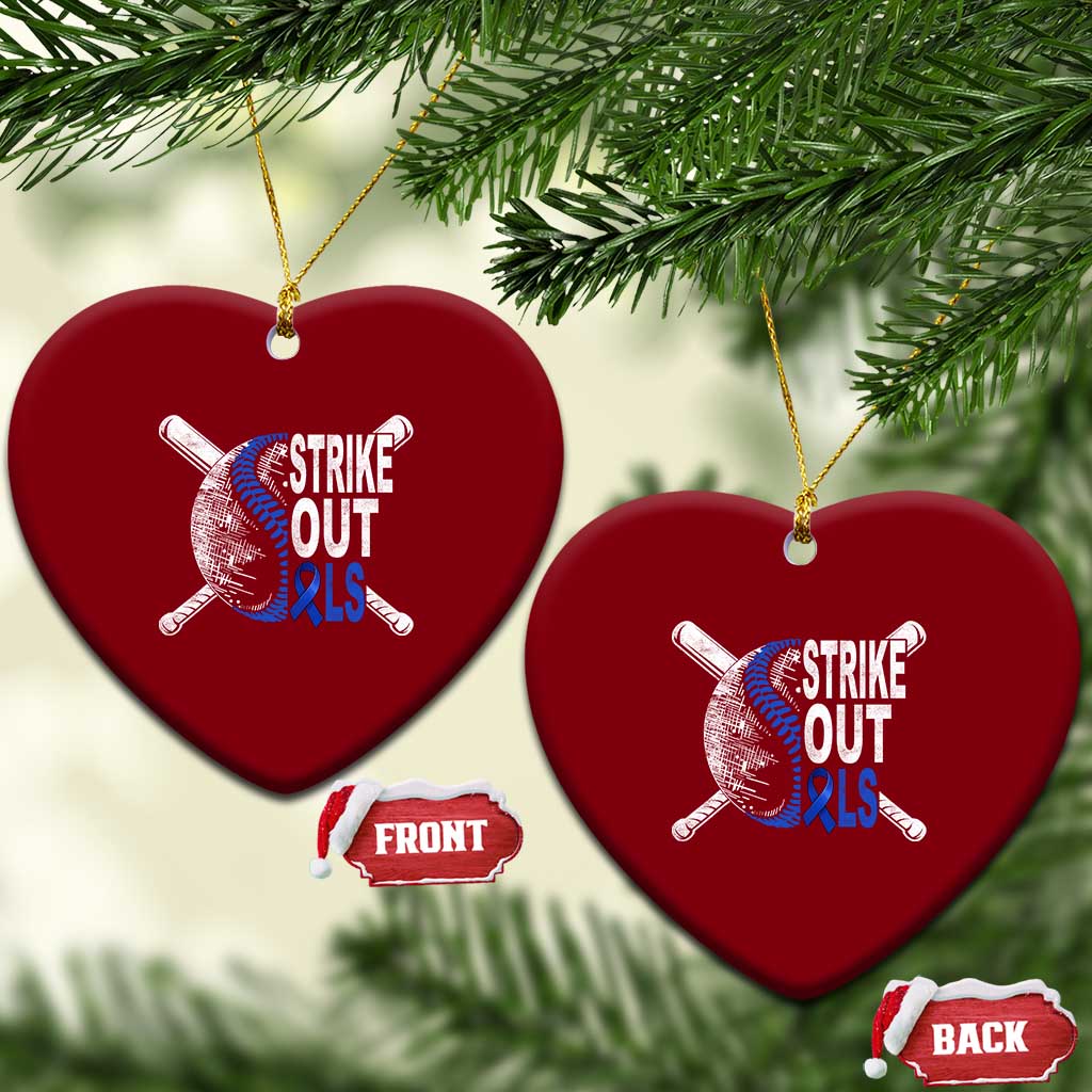 ALS Awareness Ceramic Ornament Blue Ribbon Baseball Strike Out ALS Support TS10 Print Your Wear