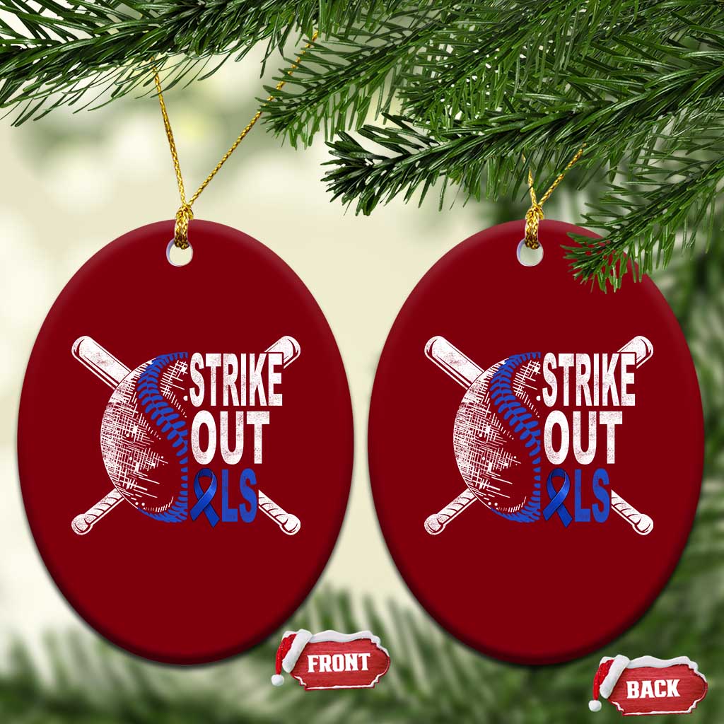 ALS Awareness Ceramic Ornament Blue Ribbon Baseball Strike Out ALS Support TS10 Print Your Wear