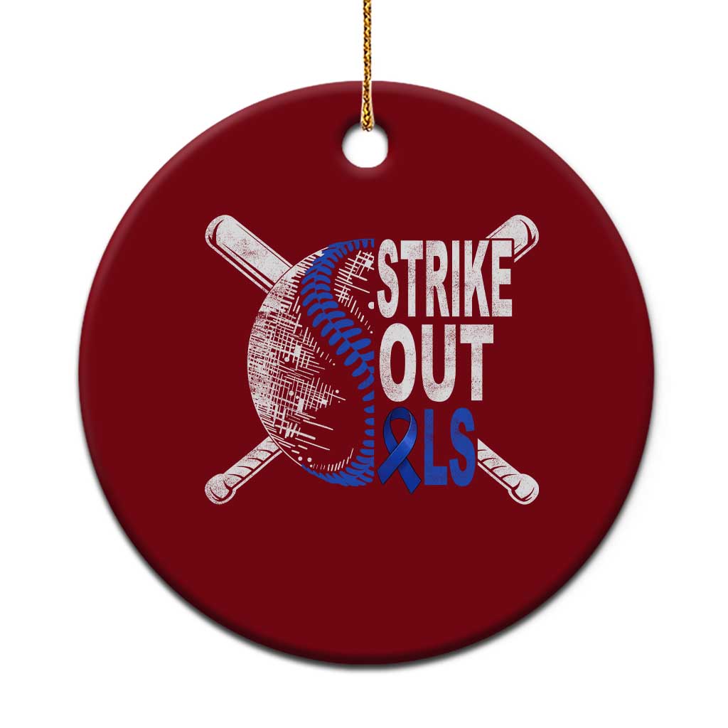 ALS Awareness Ceramic Ornament Blue Ribbon Baseball Strike Out ALS Support TS10 1pc Red Print Your Wear