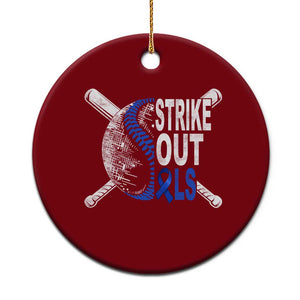 ALS Awareness Ceramic Ornament Blue Ribbon Baseball Strike Out ALS Support TS10 1pc Red Print Your Wear