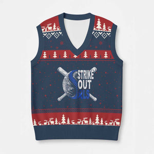 ALS Awareness V-Neck Knit Sweater Vest Blue Ribbon Baseball Strike Out ALS Support TS10 Navy Red Print Your Wear
