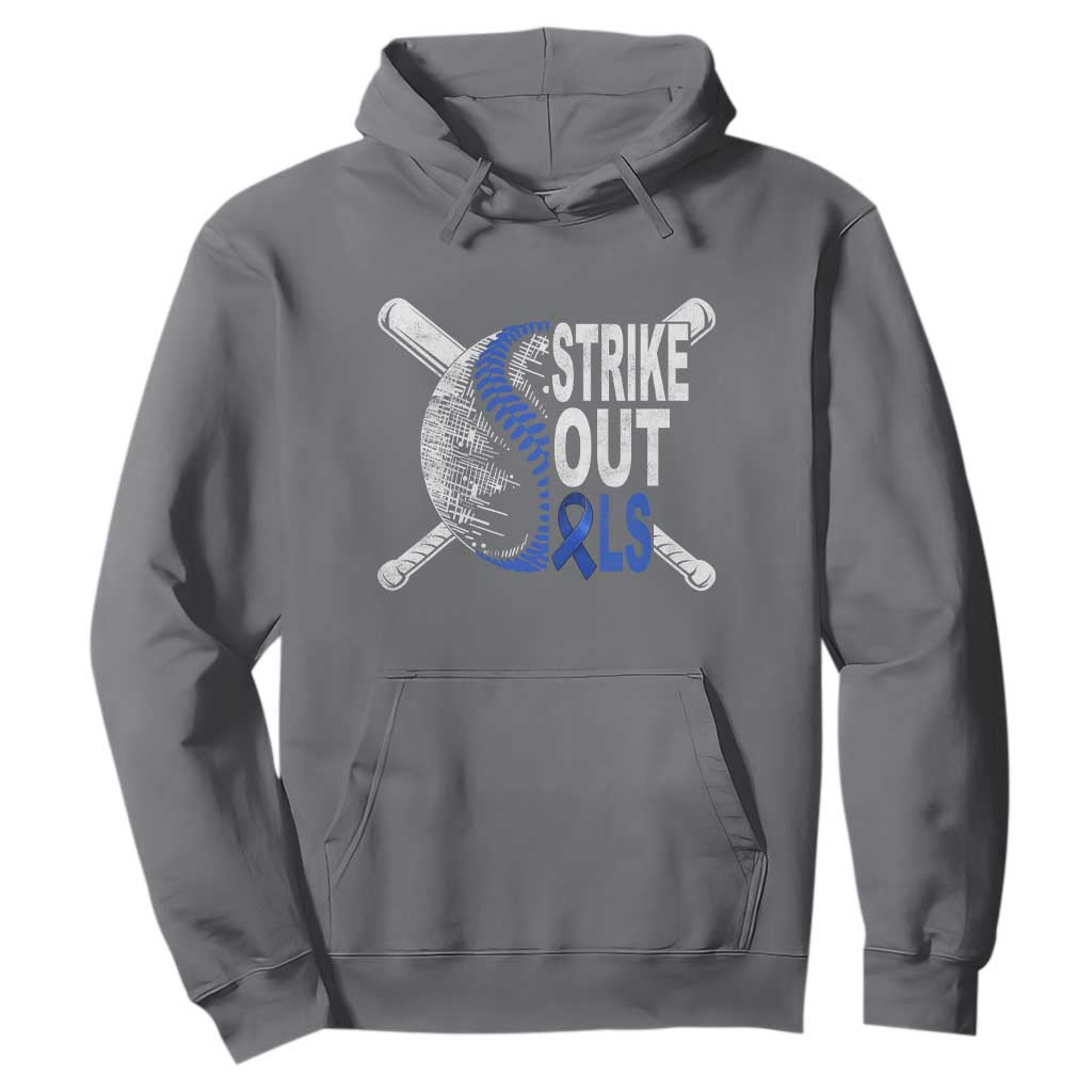 ALS Awareness Hoodie Blue Ribbon Baseball Strike Out ALS Support TS10 Charcoal Print Your Wear