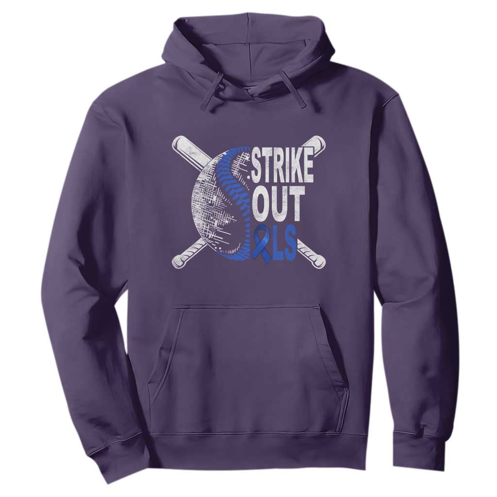 ALS Awareness Hoodie Blue Ribbon Baseball Strike Out ALS Support TS10 Purple Print Your Wear