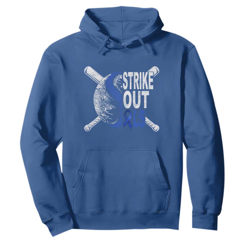 ALS Awareness Hoodie Blue Ribbon Baseball Strike Out ALS Support TS10 Royal Blue Print Your Wear
