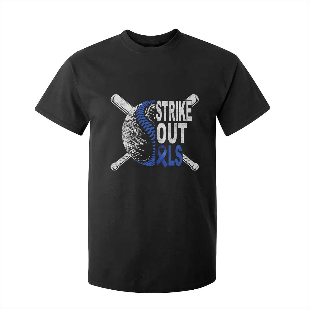 ALS Awareness T Shirt For Kid Blue Ribbon Baseball Strike Out ALS Support TS10 Black Print Your Wear