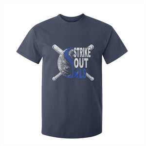 ALS Awareness T Shirt For Kid Blue Ribbon Baseball Strike Out ALS Support TS10 Navy Print Your Wear