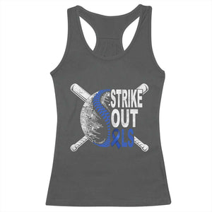 ALS Awareness Racerback Tank Top Blue Ribbon Baseball Strike Out ALS Support TS10 Dark Heather Print Your Wear