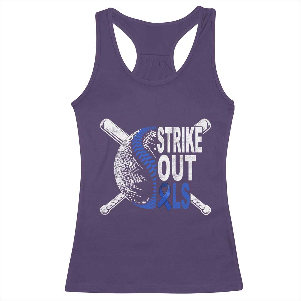 ALS Awareness Racerback Tank Top Blue Ribbon Baseball Strike Out ALS Support TS10 Purple Print Your Wear
