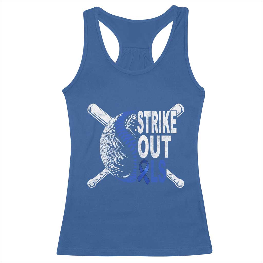 ALS Awareness Racerback Tank Top Blue Ribbon Baseball Strike Out ALS Support TS10 Royal Blue Print Your Wear