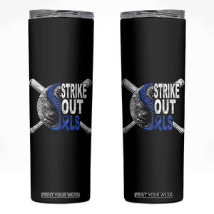 ALS Awareness Skinny Tumbler Blue Ribbon Baseball Strike Out ALS Support TS10 Black Print Your Wear