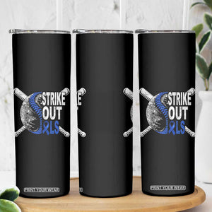 ALS Awareness Skinny Tumbler Blue Ribbon Baseball Strike Out ALS Support TS10 Print Your Wear