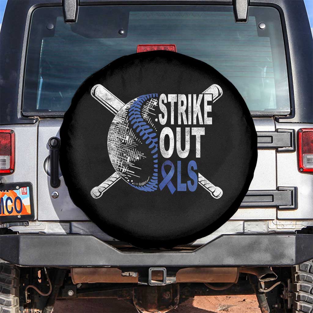 ALS Awareness Spare Tire Cover Blue Ribbon Baseball Strike Out ALS Support TS10 No hole Black Print Your Wear