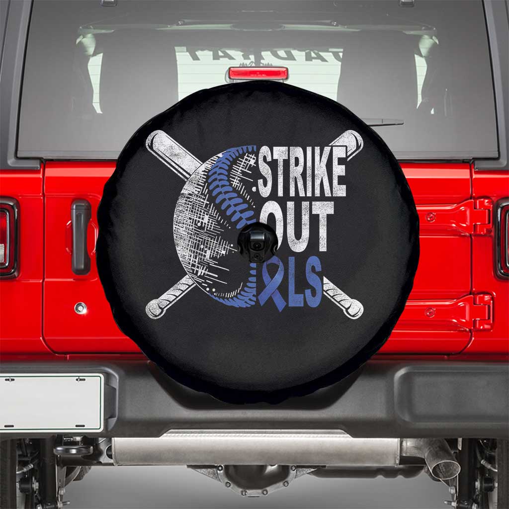 ALS Awareness Spare Tire Cover Blue Ribbon Baseball Strike Out ALS Support TS10 Black Print Your Wear