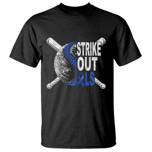 ALS Awareness T Shirt Blue Ribbon Baseball Strike Out ALS Support TS10 Black Print Your Wear