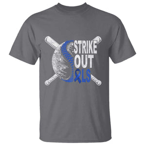 ALS Awareness T Shirt Blue Ribbon Baseball Strike Out ALS Support TS10 Charcoal Print Your Wear