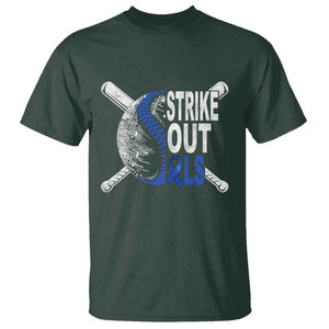 ALS Awareness T Shirt Blue Ribbon Baseball Strike Out ALS Support TS10 Dark Forest Green Print Your Wear