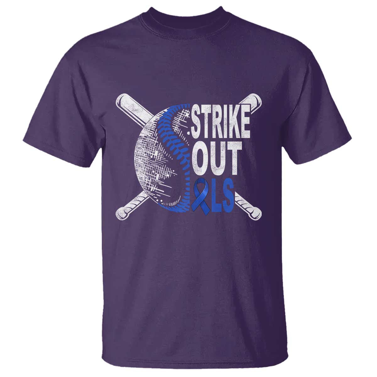 ALS Awareness T Shirt Blue Ribbon Baseball Strike Out ALS Support TS10 Purple Print Your Wear
