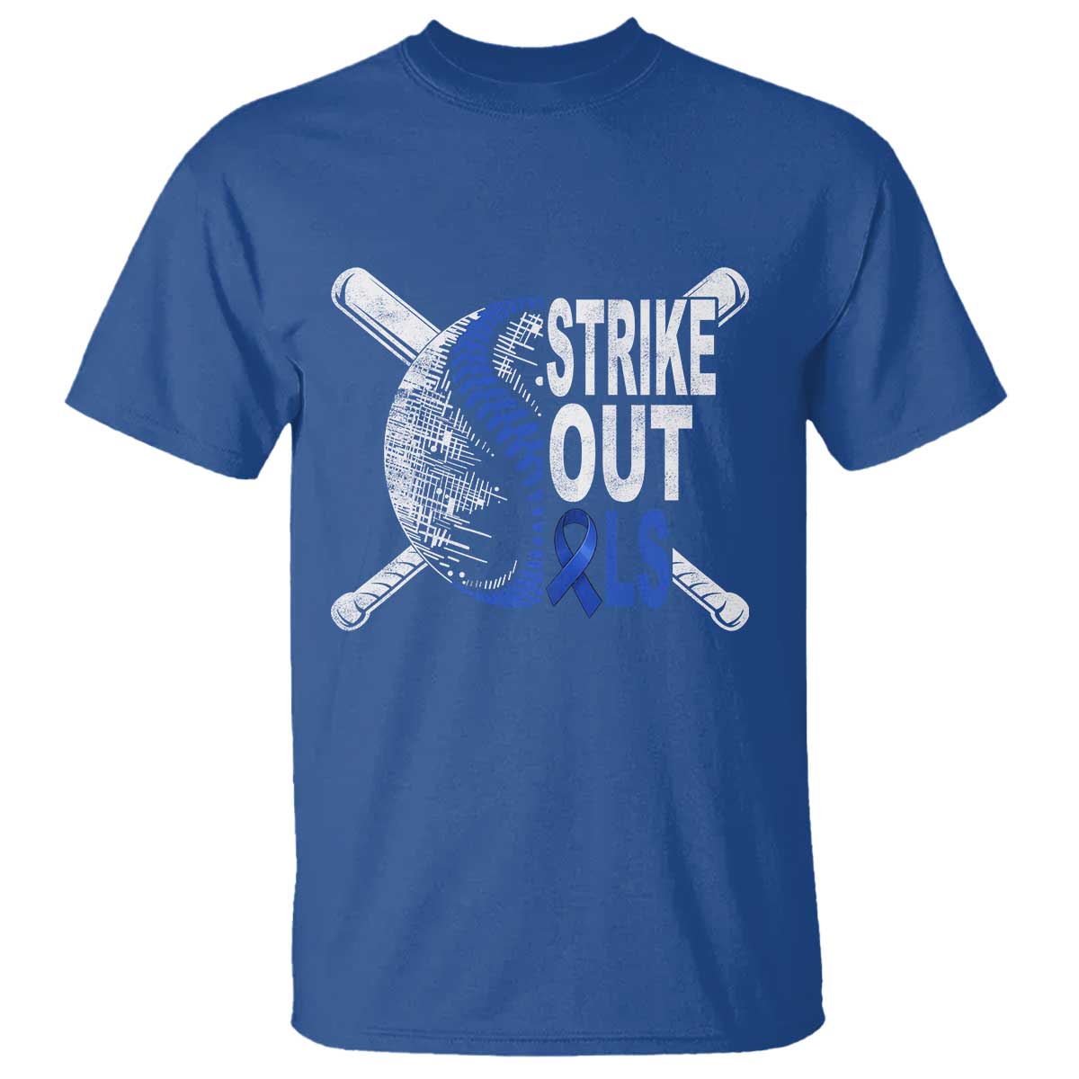 ALS Awareness T Shirt Blue Ribbon Baseball Strike Out ALS Support TS10 Royal Blue Print Your Wear