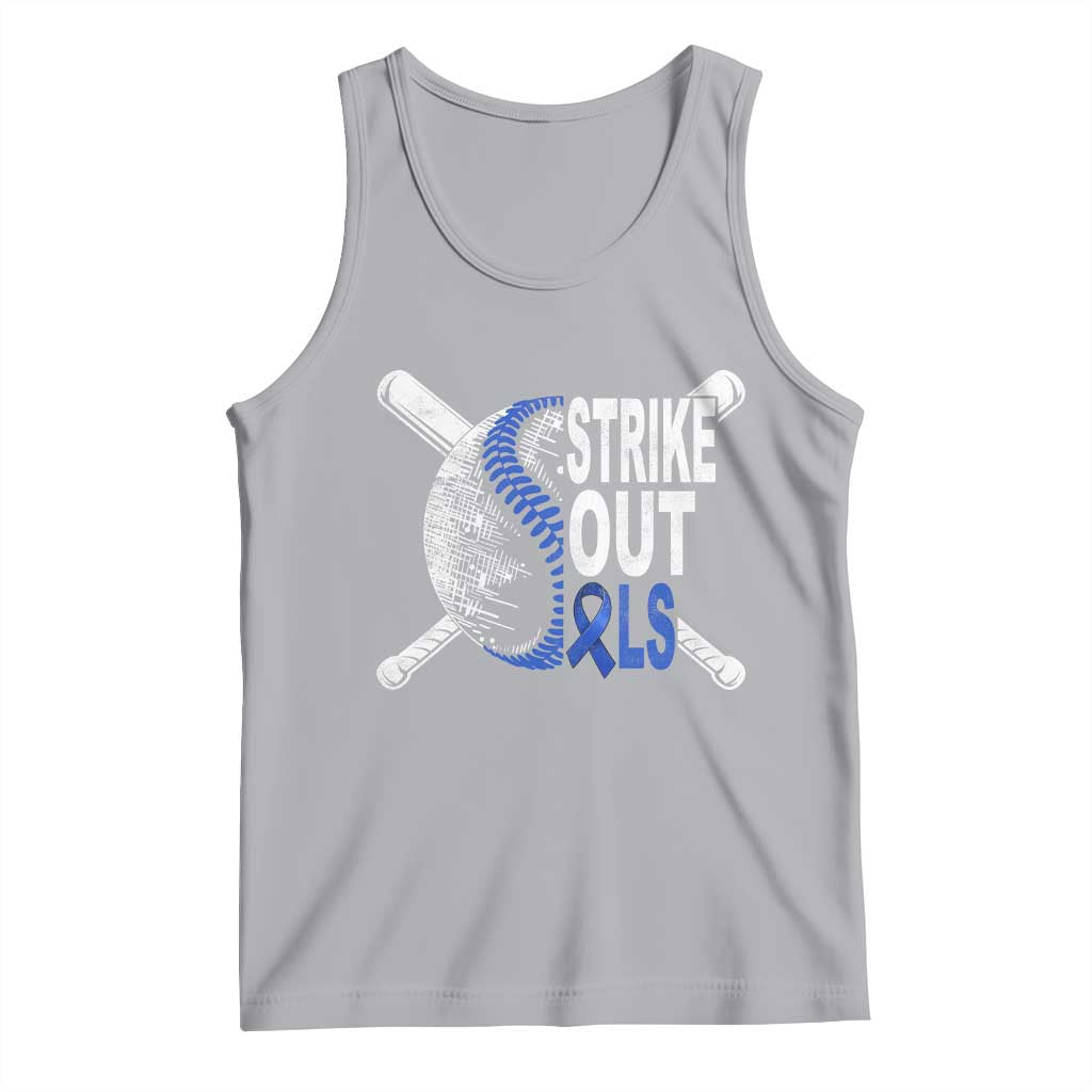 ALS Awareness Tank Top Blue Ribbon Baseball Strike Out ALS Support TS10 Athletic Heather Print Your Wear
