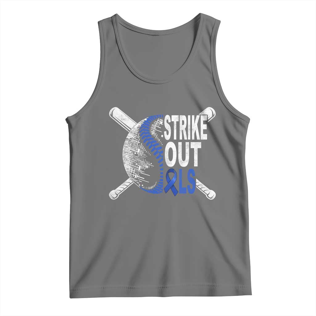 ALS Awareness Tank Top Blue Ribbon Baseball Strike Out ALS Support TS10 Black Heather Print Your Wear