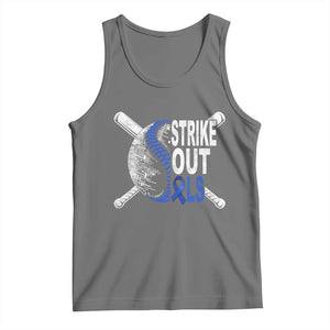 ALS Awareness Tank Top Blue Ribbon Baseball Strike Out ALS Support TS10 Black Heather Print Your Wear