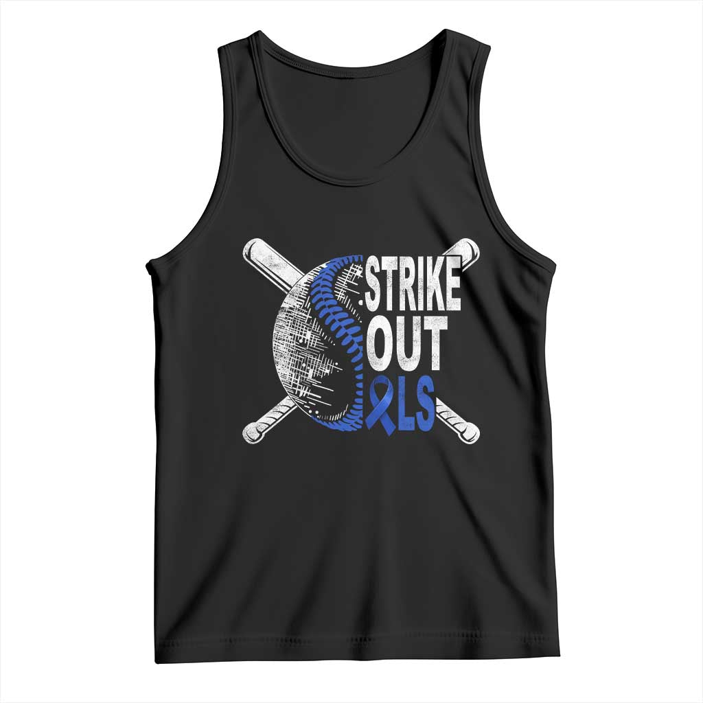 ALS Awareness Tank Top Blue Ribbon Baseball Strike Out ALS Support TS10 Black Print Your Wear