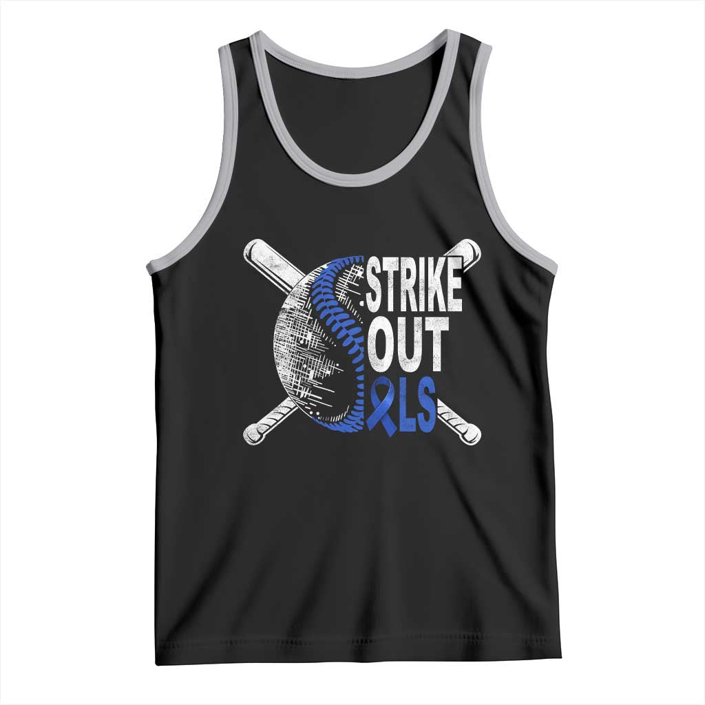 ALS Awareness Tank Top Blue Ribbon Baseball Strike Out ALS Support TS10 Black Athletic Heather Print Your Wear